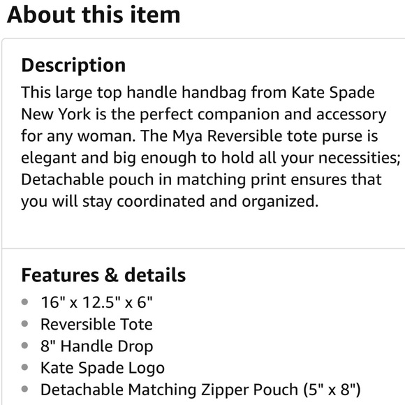 Beautiful Kate Spade Reversible Tote w/ Pouch - Picture 8 of 8